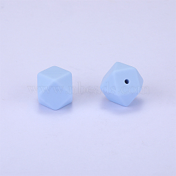 Hexagonal Silicone Beads, Chewing Beads For Teethers, DIY Nursing Necklaces Making, Light Steel Blue, 23x17.5x23mm, Hole: 2.5mm(SI-JX0020A-86)