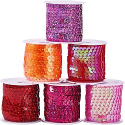 Eco-Friendly Plastic Paillette Beads, Sequins Beads, Ornament Accessories, Flat Round, Mixed Color, 6mm, about 5m/roll, 6rolls/set(PVC-PH0001-04)