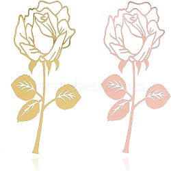 Stainless Steel Bookmarks, Rose, Gunmetal & Rose Gold, 120x64x1mm, 2pcs/box(STAS-UN0013-38)