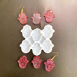 Hamsa Hand DIY Silicone Pendant Molds, Resin Casting Molds, for UV Resin, Epoxy Resin Jewelry Making, White, 80x88mm(WG12131-01)