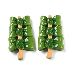 Opaque Resin Imitation Food Decoden Cabochons, Skewers, Olive Drab, 34x19.5x8mm(CRES-O002-02C)