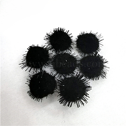 Handmade DIY Doll Craft Pom Pom Yarn Pom Pom Balls, with Metallic Cord, Black, 2.5cm, about 1000pcs/bag(FABR-PW0001-106D-03)