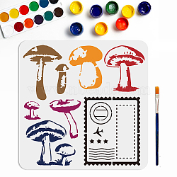 US 1Pc PET Hollow Out Drawing Painting Stencils, with 1Pc Art Paint Brushes, for DIY Scrapbook, Photo Album, Mushroom, 300x300mm(DIY-MA0001-88)