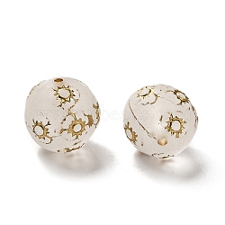 Transparent Acrylic Beads, Golden Metal Enlaced, Round, Frosted, Clear, 16mm, Hole: 1.8mm, about 225pcs/500g(OACR-L013-004)