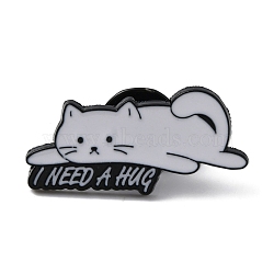 Alloy Enamel Pins, Animal Brooch, for Backpack, Clothes, Cat Shape, 15x30x1.5mm(JEWB-R021-04B)