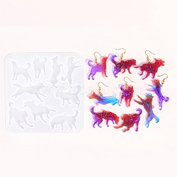 DIY Pendant Silicone Molds, Resin Casting Molds, For UV Resin, Epoxy Resin Jewelry Making, Dog, 134x130x4mm, Inner Diameter: 33~38x50~61mm(PW-WG73FD7-03)