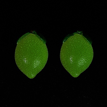 Luminous Resin Cabochons, Imitation Fruit, Glow in the Dark, Lemon, 20.5x28.5x20.5mm