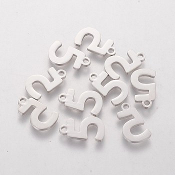 201 Stainless Steel Charms, Num.5, 13x7x1.1mm