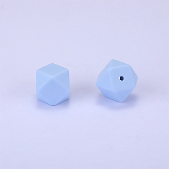 Hexagonal Silicone Beads, Chewing Beads For Teethers, DIY Nursing Necklaces Making, Light Steel Blue, 23x17.5x23mm, Hole: 2.5mm