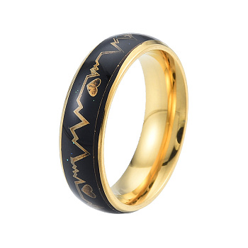 Heart Beat Mood Ring, Temperature Change Color Emotion Feeling 201 Stainless Steel Finger Ring for Women, Light Gold, Inner Diameter: 17mm