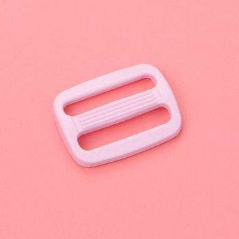 Plastic Slide Buckle Adjuster, Multi-Purpose Webbing Strap Loops, for Luggage Belt Craft DIY Accessories, Pearl Pink, 26x22x3.5mm