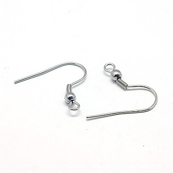 316 Surgical Stainless Steel Earring Hooks, with Horizontal Loop, 20x19.5mm, Hole: 2mm, Pin: 0.7mm