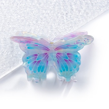Butterfly PVC Plastic Claw Hair Clips, for Women Girls, Deep Sky Blue, 61x73x45mm