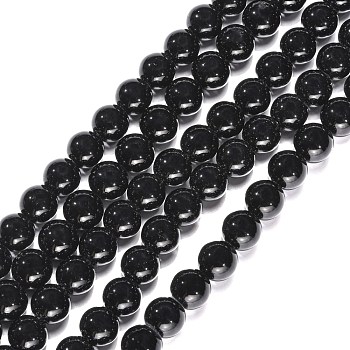 Synthetic Black Stone Beads Strands, Round, 12mm, Hole: 1mmm, about 32pcs/strand, 15.5 inch
