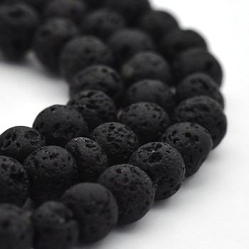 Natural Lava Rock Round Bead Strands, Lava Rock, 4mm, Hole: 1mm, about 94pcs/strand, 15.7 inch