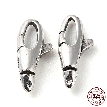 925 Thailand Sterling Silver Lobster Claw Clasps, Antique Silver, 12x5x3mm, Hole: 0.7mm