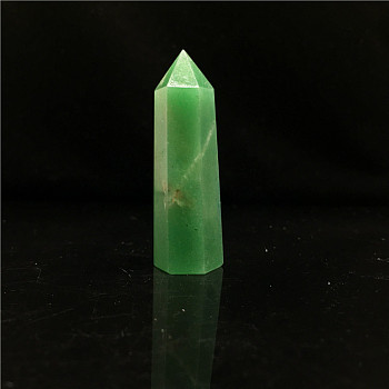 Point Tower Natural Green Aventurine Home Display Decoration, Healing Stone Wands, for Reiki Chakra Meditation Therapy Decos, Hexagon Prism, 50~60mm