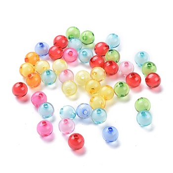 Transparent Acrylic Beads, Bead in Bead, Round, Mixed Color, 10mm, Hole: 2mm, about 960pcs/500g