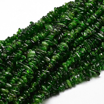 Natural Diopside Chip Beads Strands, 5~14x4~10mm, Hole: 1mm, about 15.5 inch~16.1 inch