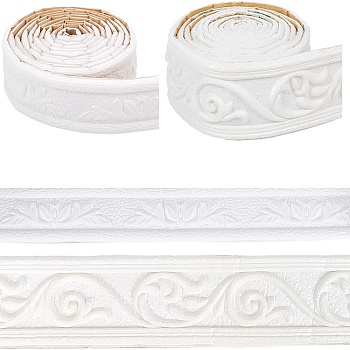 2Pcs 2 Styles Self-Adhesive Wall Stickers, for Shelf Liner Dresser Drawer Locker, White, 40~50mm, 1pc/style