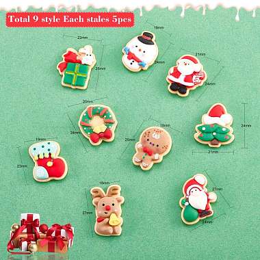45Pcs 9 Styles Christmas Theme Opaque Resin Cabochons(JX253A)-2
