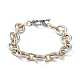 304 Stainless Steel Two Tone Circles Cable Chains Bracelets(BJEW-P304-01E-G)-1