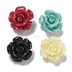 Synthetic Coral Dyed Carved Beads, Flower, Half Hole, Mixed Color, 12x8mm, Hole: 1mm(SHEL-I001-05A)