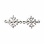 Non-Tarnish 201 Stainless Steel Connector Charms, Christmas Snowflake Links, Stainless Steel Color, 14x18x1mm, Hole: 1.5mm(STAS-K251-097P)