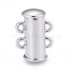 2-Strands 4-Holes Tube Brass Magnetic Slide Lock Clasps, Nickel Free, Platinum, 16x10x7mm, Hole: 1.5mm(KK-D472-P-NF)