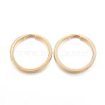 Ion Plating(IP) 304 Stainless Steel Split Key Rings, Keychain Clasp Findings, Real 18K Gold Plated, 25x2mm, Inner Diameter: 21mm(STAS-G122-13G)