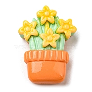 Opaque Resin Cabochons, Flower Potted Plants, Orange, 22x16x6mm(CRES-D008-02F)