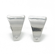 304 Stainless Steel Stud Earring Findings, with Loop, Trapezoid, Stainless Steel Color, 16x12mm, Hole: 1.4mm, Pin: 0.8mm(STAS-Q225-10A)
