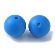 Food Grade Eco-Friendly Silicone Beads, Chewing Beads For Teethers, DIY Nursing Necklaces Making, Round, Dodger Blue, 15mm, Hole: 2mm(SIL-TAC0001-13C-26)