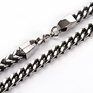 Trendy 304 Stainless Steel Curb Chain Necklace, with Lobster Claw Clasps, Stainless Steel Color, 23.6 inch(60cm)(NJEW-N0031-09)
