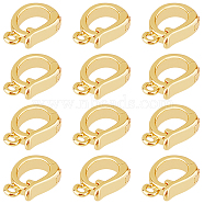 12Pcs Brass Fold Over Clasps, with Loop, Real 18K Gold Plated, 10x7x2.5mm, Hole: 1.2mm(KK-HY0003-52)