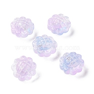 Transparent Spray Painted Glass Beads, Sunflower, Violet, 15x10mm, Hole: 1.2mm(GLAA-I050-06C)