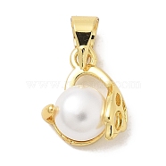 Rack Plating Brass Pendants, with ABS Imitation Pearl, Long-Lasting Plated, Lead Free & Cadmium Free, Real 18K Gold Plated, Round, 11.5x9.5x5.5mm, Hole: 4.5x3.5mm(KK-K293-24I-G)