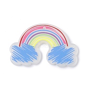 Printed Acrylic Pendants, Rainbow Charm, Colorful, 43x28x2mm, Hole: 1.6mm(MACR-K330-03)