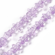 Transparent Glass Beads, Ginger Man, for Christmas, Lilac, 15x14x7mm, Hole: 1mm, about 50pcs/strand, 27.17''~27.95''(69~71cm)(GLAA-P005-N04)