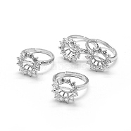 Brass Finger Ring Components, with Cubic Zirconia, Adjustable, Clear, Platinum, Tray: 9mm, Size 8, 18mm(X-KK-L184-51P)