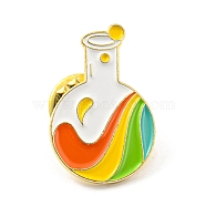 Flask Enamel Pins, Science Lab Themed Alloy Badge, Golden, Colorful, 26.5x17x2mm(JEWB-P017-01F)