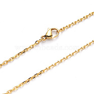Vacuum Plating 304 Stainless Steel Cable Chain Necklace, with Lobster Claw Clasp, Golden, 19.68 inch(50cm), Link: 2x1.2x0.4mm(NJEW-S420-008A-G)
