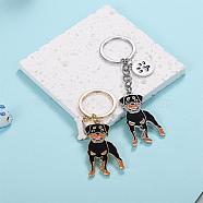 WEWAYSMILE 2 pcs Dog Keychain Car Keychain Pet Pendant Key-Ring Lovely Dog Key-ring Portable Metal Keychain Gift for Pet Lover Birthday Puppy Theme Party Supplies (Rottweiler), Mixed Color, 11x2.85cm(JX797A)