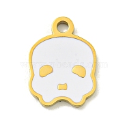 Halloween Theme Ion Plating(IP) 304 Stainless Steel Enamel Pendants, Golden, Skull, 16x11.5x1.5mm, Hole: 1.2mm(STAS-M011-04A)