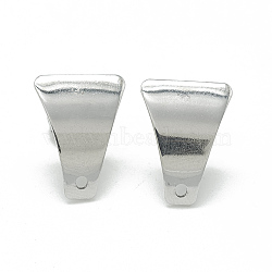 Non-Tarnish 304 Stainless Steel Stud Earring Findings, with Loop, Trapezoid, Stainless Steel Color, 16x12mm, Hole: 1.4mm, Pin: 0.8mm(STAS-Q225-10A)