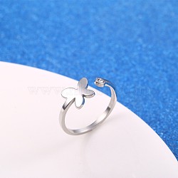 Stylish Adjustable Stainless Steel Butterfly Cuff Rings for Women, Minimalist Fashion Hand Jewelry, Silver, show in picture(CD3807-11)