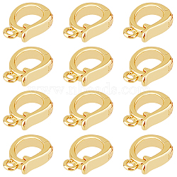 12Pcs Brass Fold Over Clasps, with Loop, Real 18K Gold Plated, 10x7x2.5mm, Hole: 1.2mm(KK-HY0003-52)