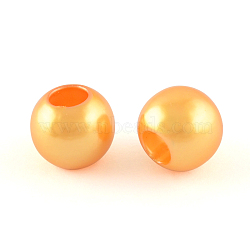 ABS Plastic Imitation Pearl European Beads, Large Hole Rondelle Beads, Orange, 11.5~12x10mm, Hole: 5mm, about 780pcs/500g(MACR-R530-12mm-A56)