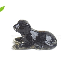 Resin Dog Display Decoration, with Natural Obsidian Chips inside Statues for Home Office Decorations, 48x30mm(PW-WGF94F5-08)