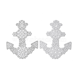 Carbon Steel Cutting Dies Stencils, for DIY Scrapbooking/Photo Album, Decorative Embossing DIY Paper Card, Anchor with Flower, Matte Platinum Color, 100x80mm(DIY-WH0170-156)